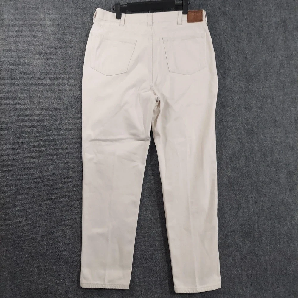 Vintage Lands' End Jeans Mens Fits 34x30 White Square Rigger Denim 5 Pocket USA